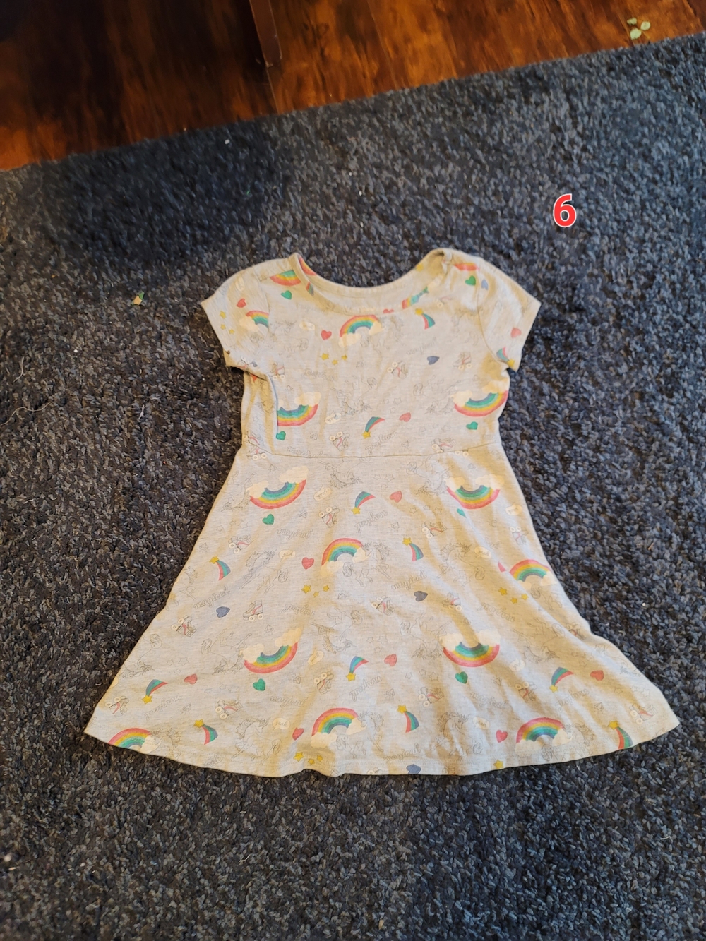 Girls' Cream Rainbow Print Knit Dress